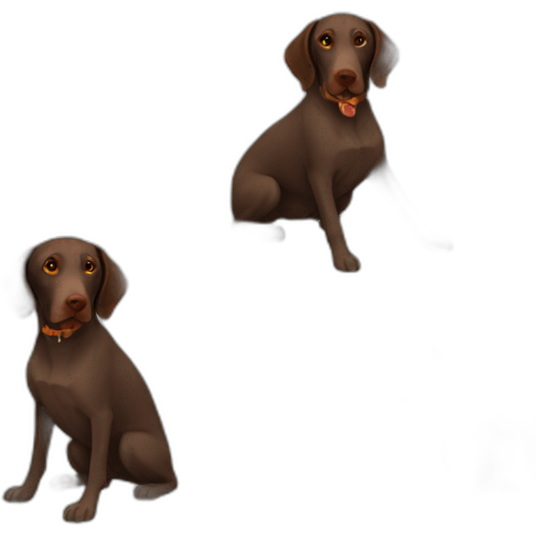 brown german shorthair pointer with pumpkin emoji