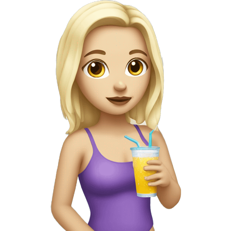 white girl at the pool with drink in hand  emoji