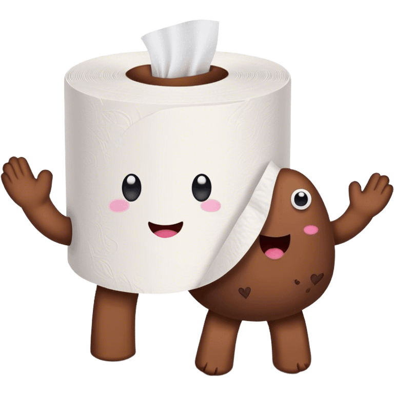 toilet paper holding hands with poo emoji