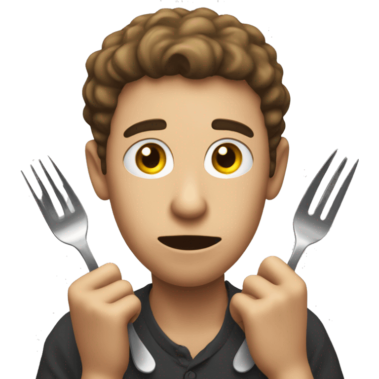 Person who is hungry, with cutlery in his hands emoji