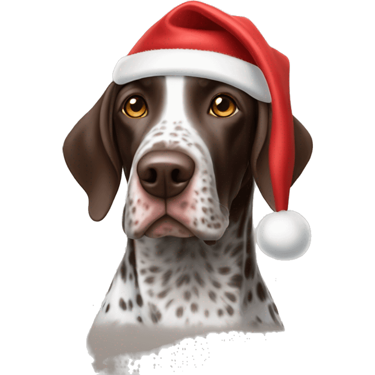 German shorthaired pointer with Santa hat  emoji