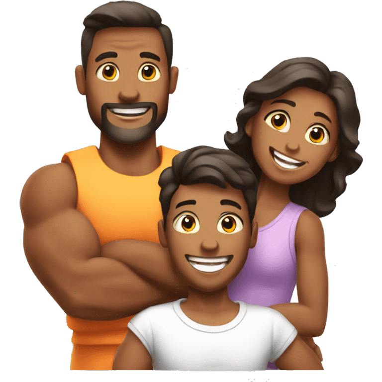 happy muscular family emoji