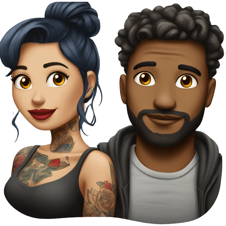 Romantic movie theater date for beautiful tattooed couple emoji