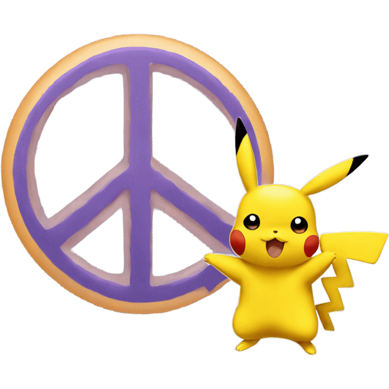 Pikachu with a peace sign emoji