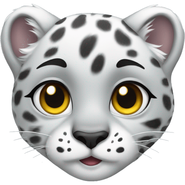 cute snow leopard shows a heart emoji