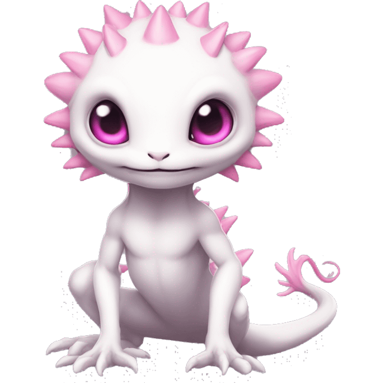 White, Shiny, Chibi, White, Pink eyes, Anthro-Sona-Lizard-Alien-Fakémon, Full Body emoji