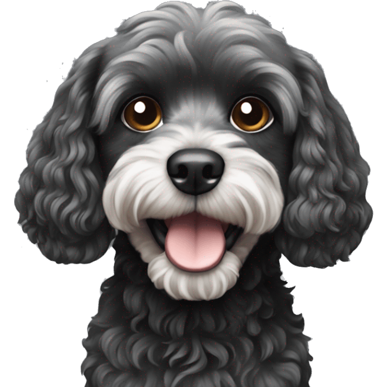 Black cavapoo dog emoji