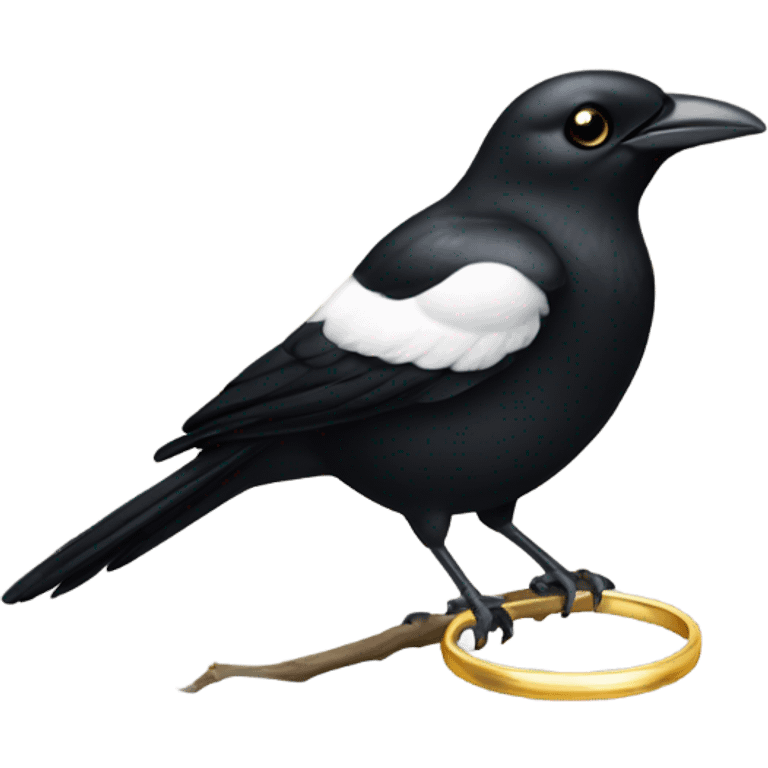 Bird magpie with golden ring emoji