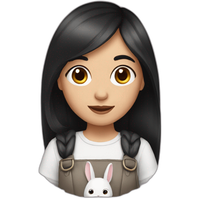 a girl with dark hair and a rabbit emoji