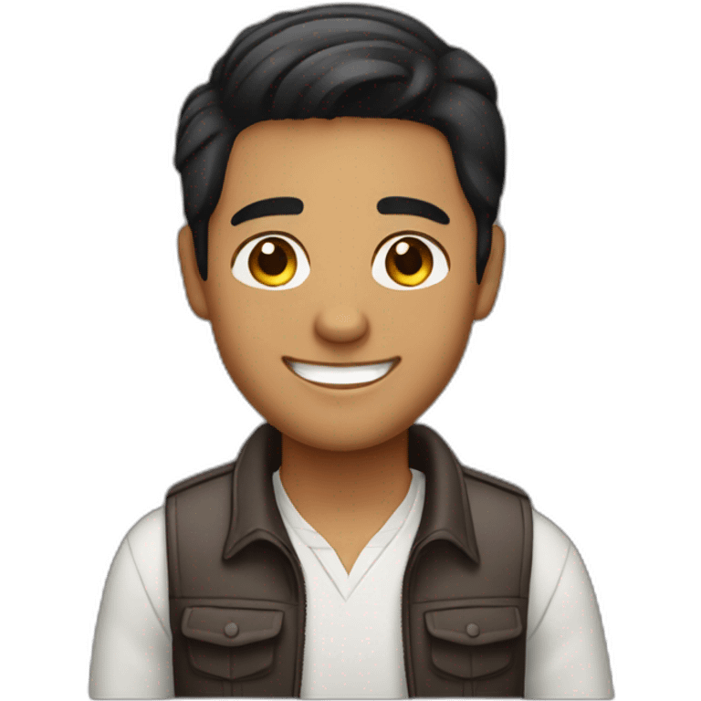 Light skin smiling indian guy with black middle part hairstyle emoji