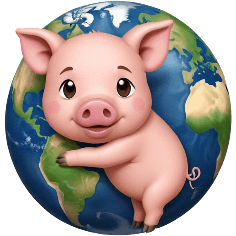 Pig hugging earth emoji