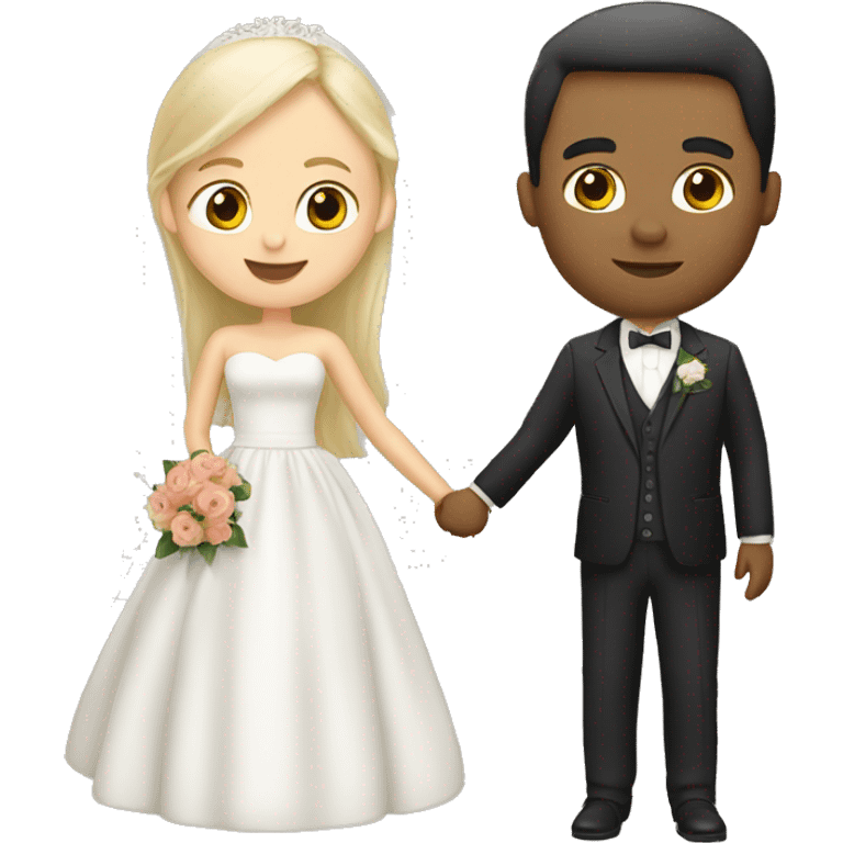 wedding. White couple. Girl with blonde hair. Boy with dark hair emoji