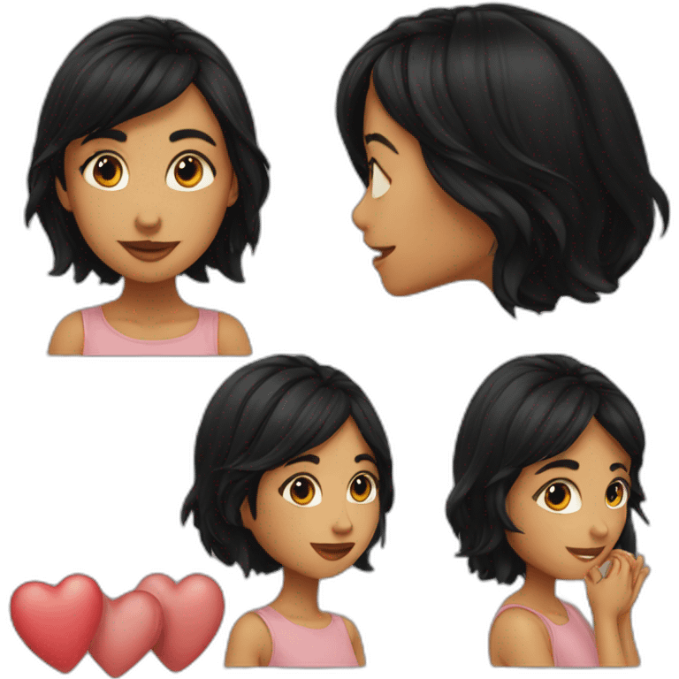 a latin girl with black hair giving a kiss emoji