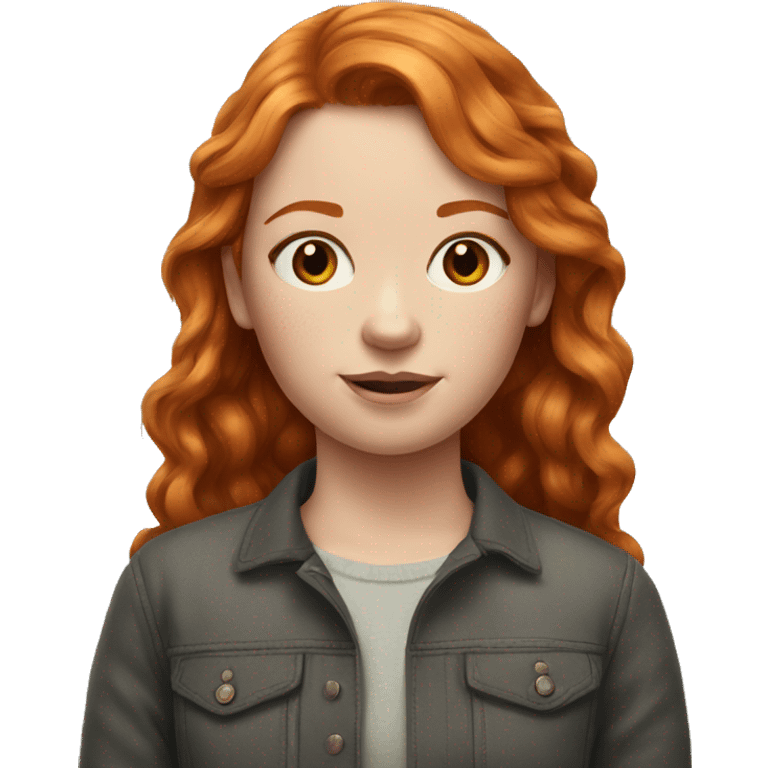 realistic portrait of a girl ginger hair emoji