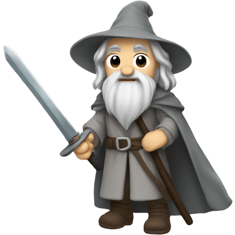 Gandalf the gray with sword emoji