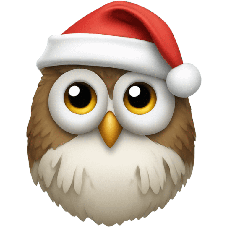 Owl with a Santa beard and Santa cap emoji