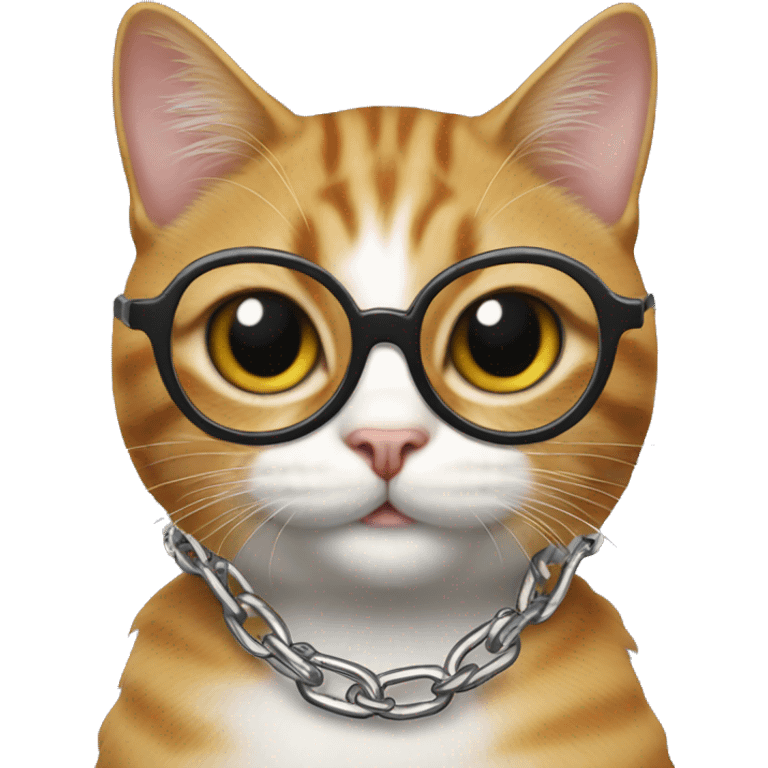 Cat dancing with glasses on with chain round neck emoji