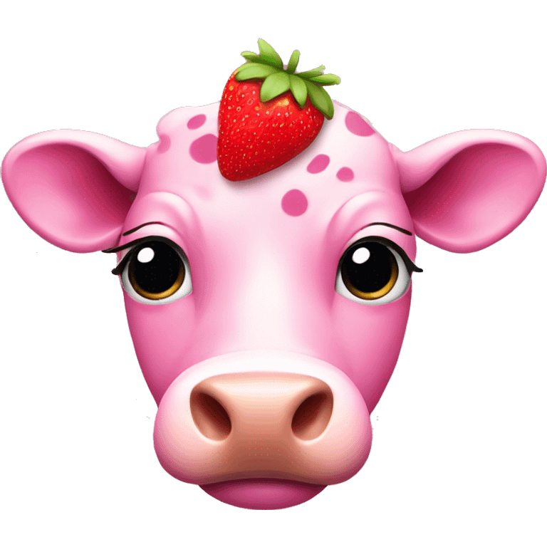 Pink cow with strawberries spots  emoji