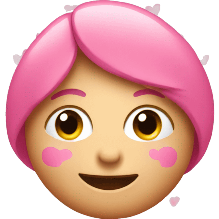 Pink emoji with pink hearts for blush emoji