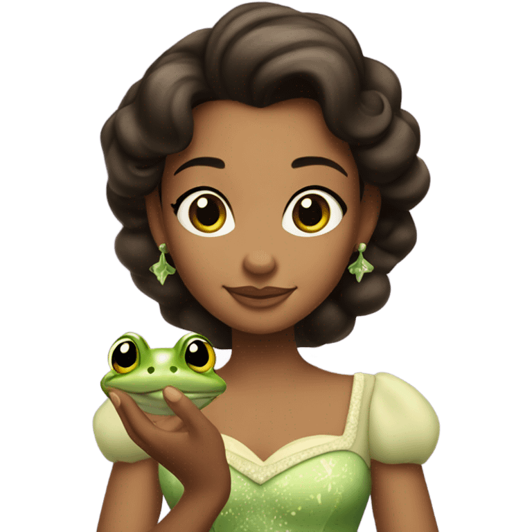 princess tiana holding a frog emoji