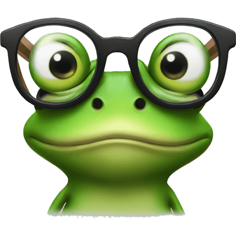 Frog in glasses smiling  emoji