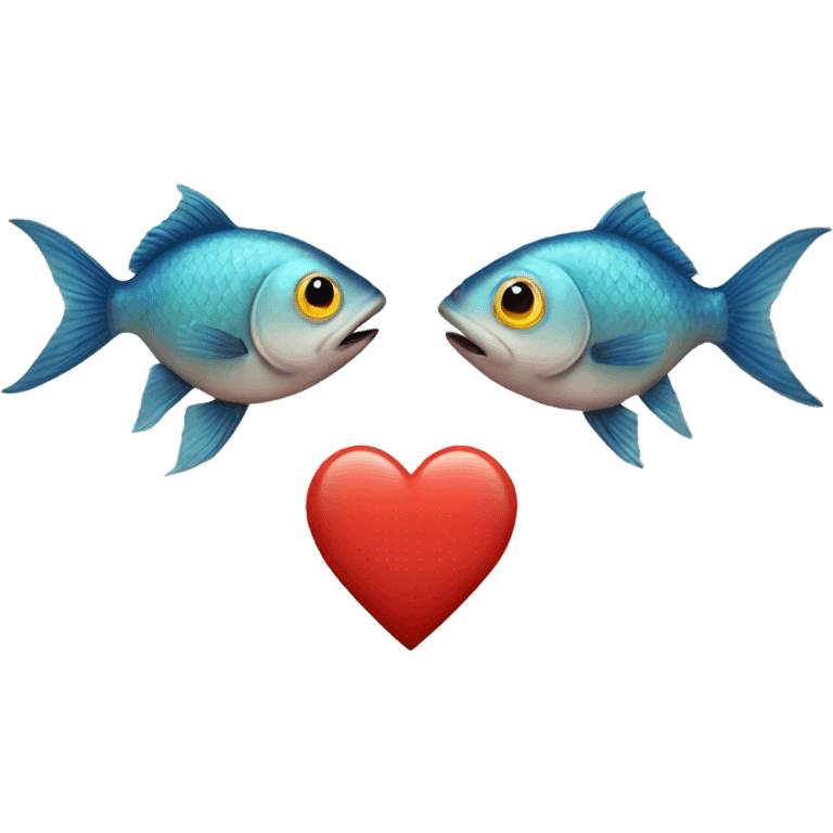 two fish kissing under a heart emoji