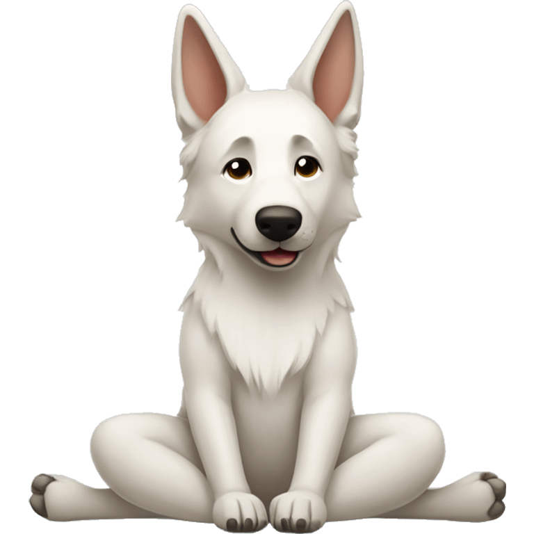 White shepherd doing yoga  emoji