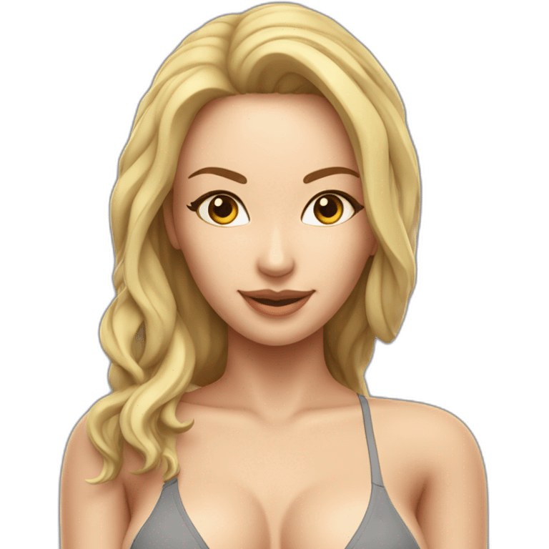 Sexy pose soft-fit Caucasian woman bikini (beach body) bed emoji