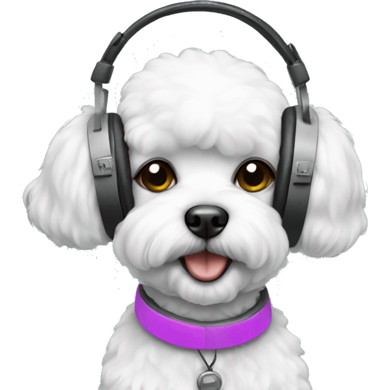 bichon wearing headphones emoji