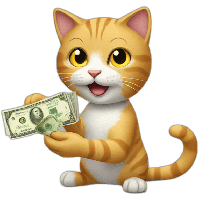 cat handing out money emoji