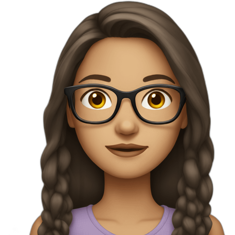 Brunette girl with long hair wearing glasses emoji