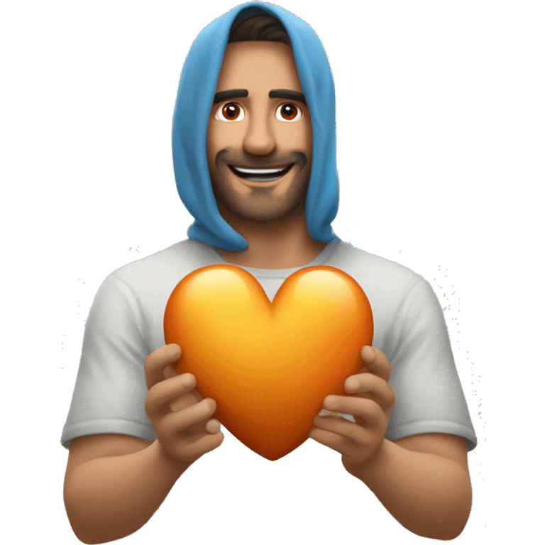 Un corazón anaranjado que tenga alas por lo lados y un corona flotando encima emoji