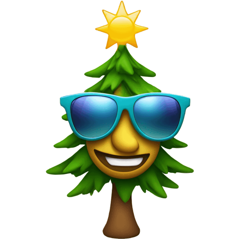 Christmas tree with sun glasses emoji