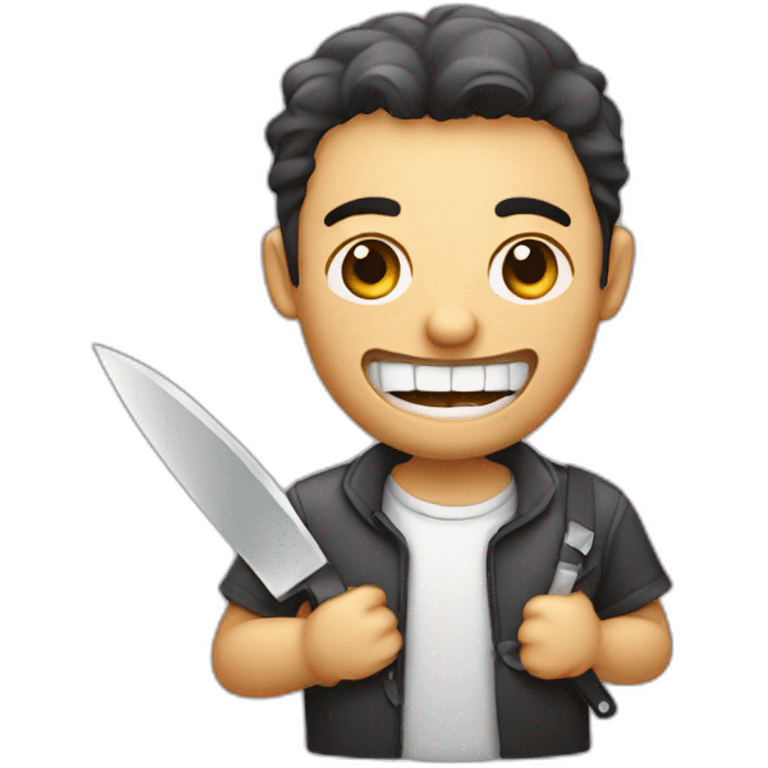 a program developer holding a knife with his teeth emoji