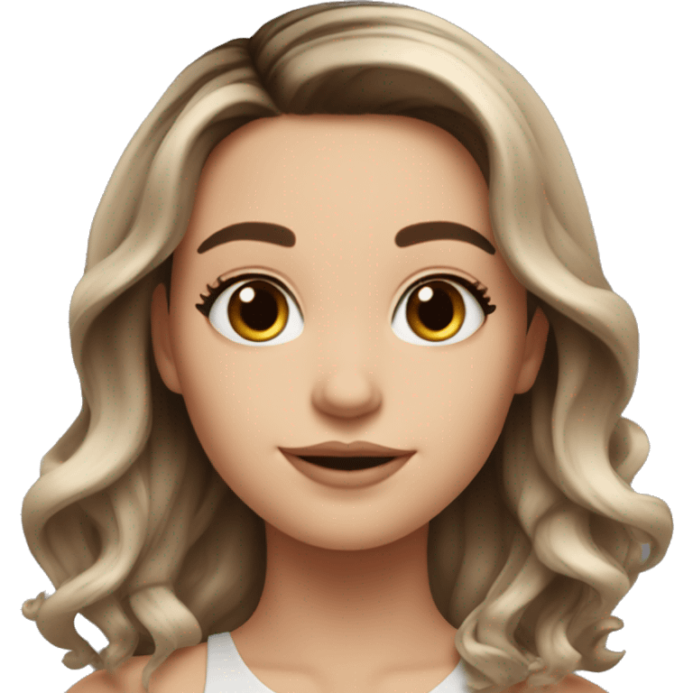 cute white girl w balayage brown roots medium hair  emoji