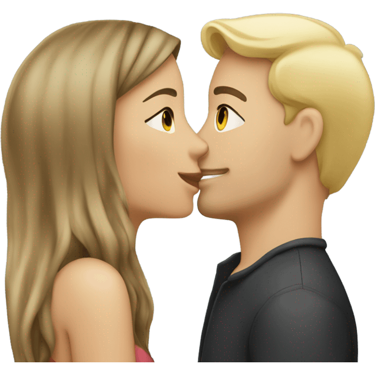 brunette girl kissing blonde man emoji