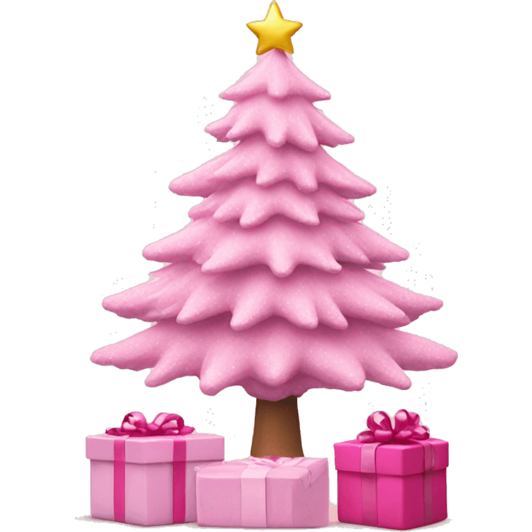 Pastel pink Christmas tree with pink gift emoji