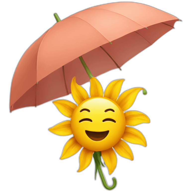 sun with umbrella and flower emoji