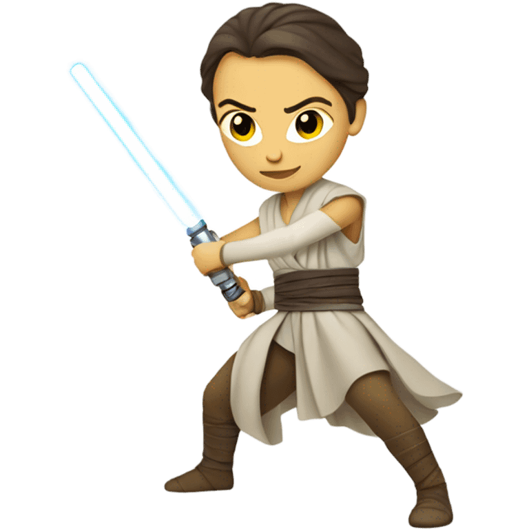 rey skywalker holding a yellow lightsaber emoji