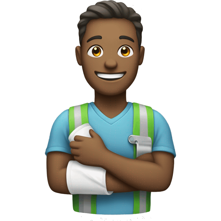 Happy Injured worker with a cast  emoji