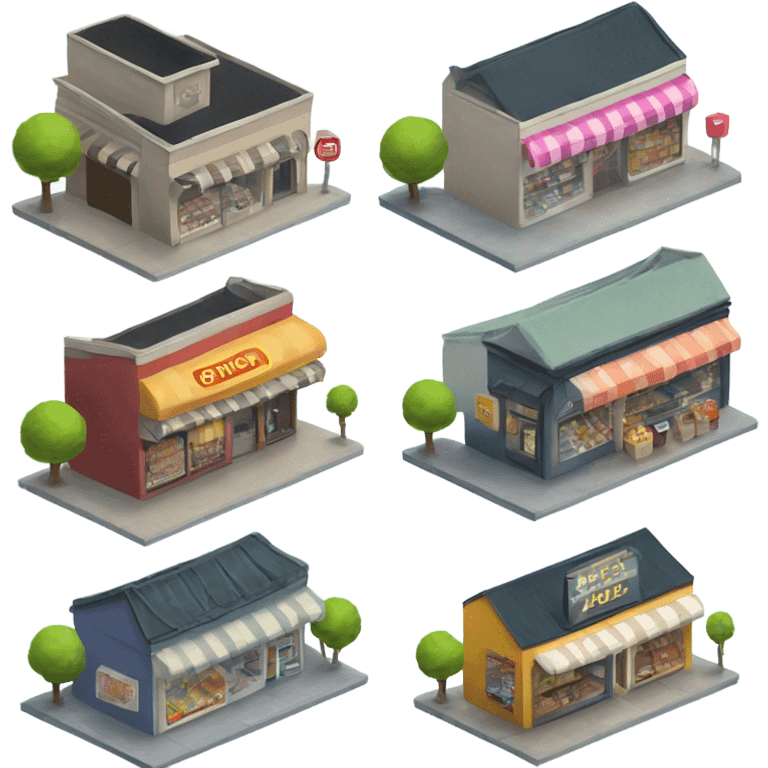 isometric row of shops emoji