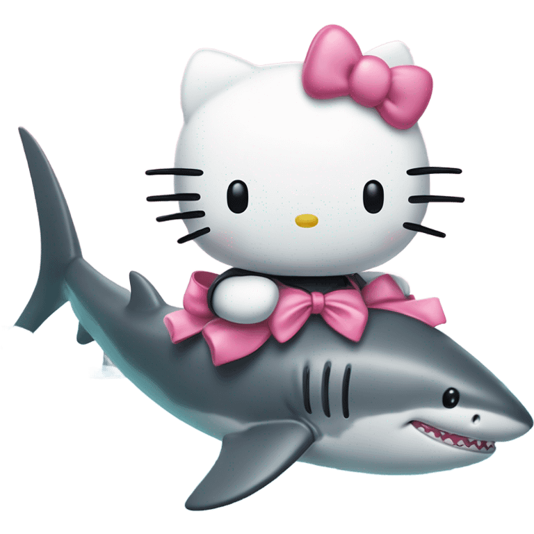 hello kitty riding a shark emoji