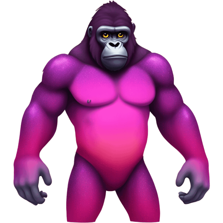 Hot pink ombre full body gorilla with glitter emoji