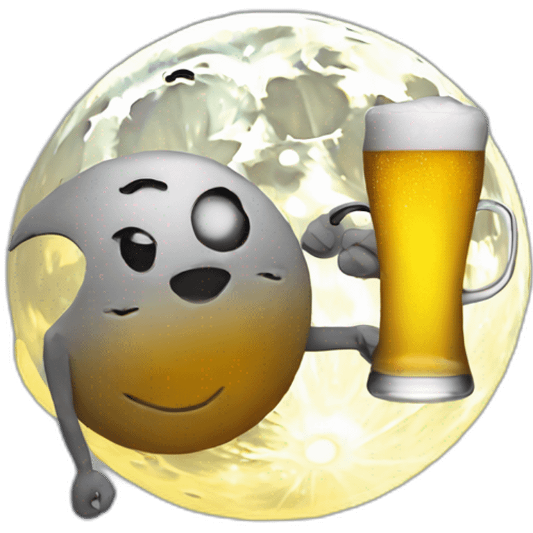 Moon drinking a beer emoji