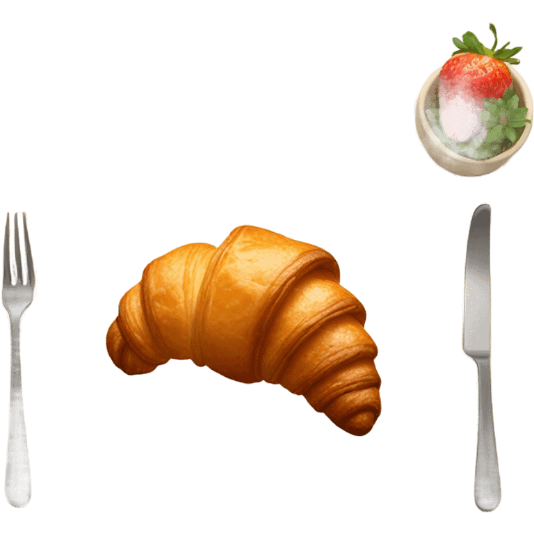 there is a croissant with strawberries in a beige plate emoji