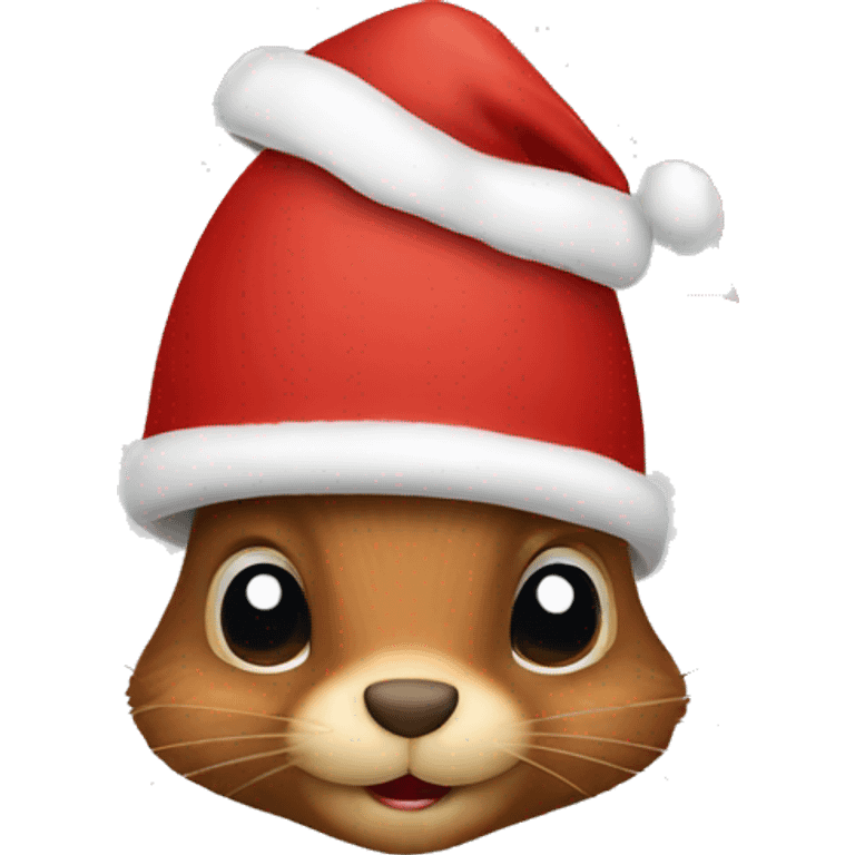 squirrel, walnut, christmas hat emoji