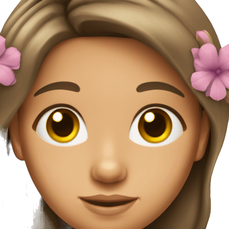 Brunette girl with flower in her hair tan skin emoji