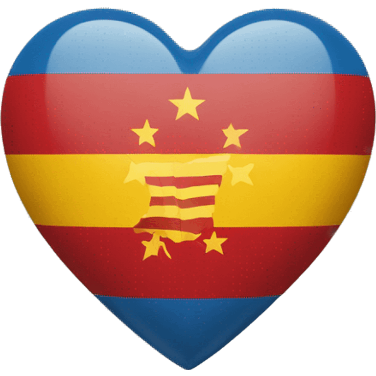 Un corazón con la bandera de catalunya dentro emoji