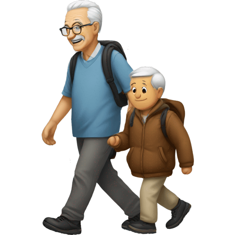 Granddad walking with a pinquu emoji