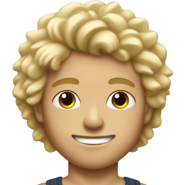 Attractive blonde boy with muscles with fluffy hair emoji